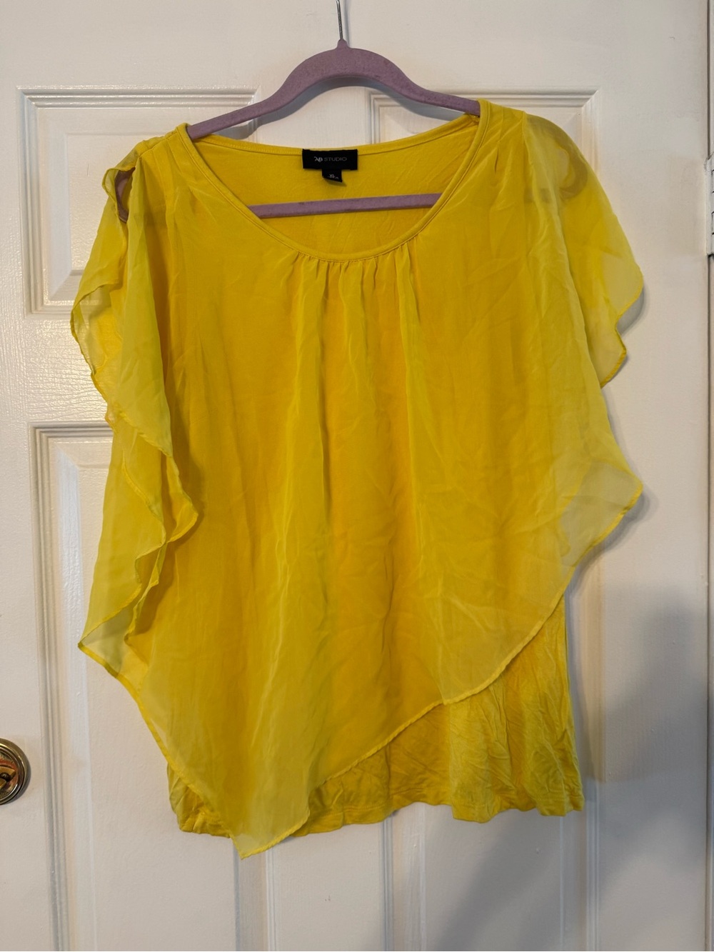 AB Studio Yellow Layered Ruffle Blouse